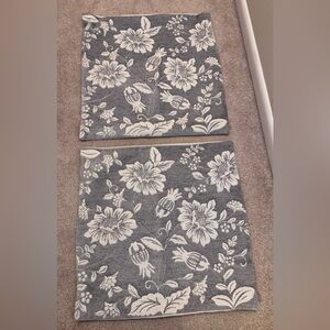 Set of 2 - Pier 1 Cream & Grey Soft Textured Floral Fabric Pillowcases